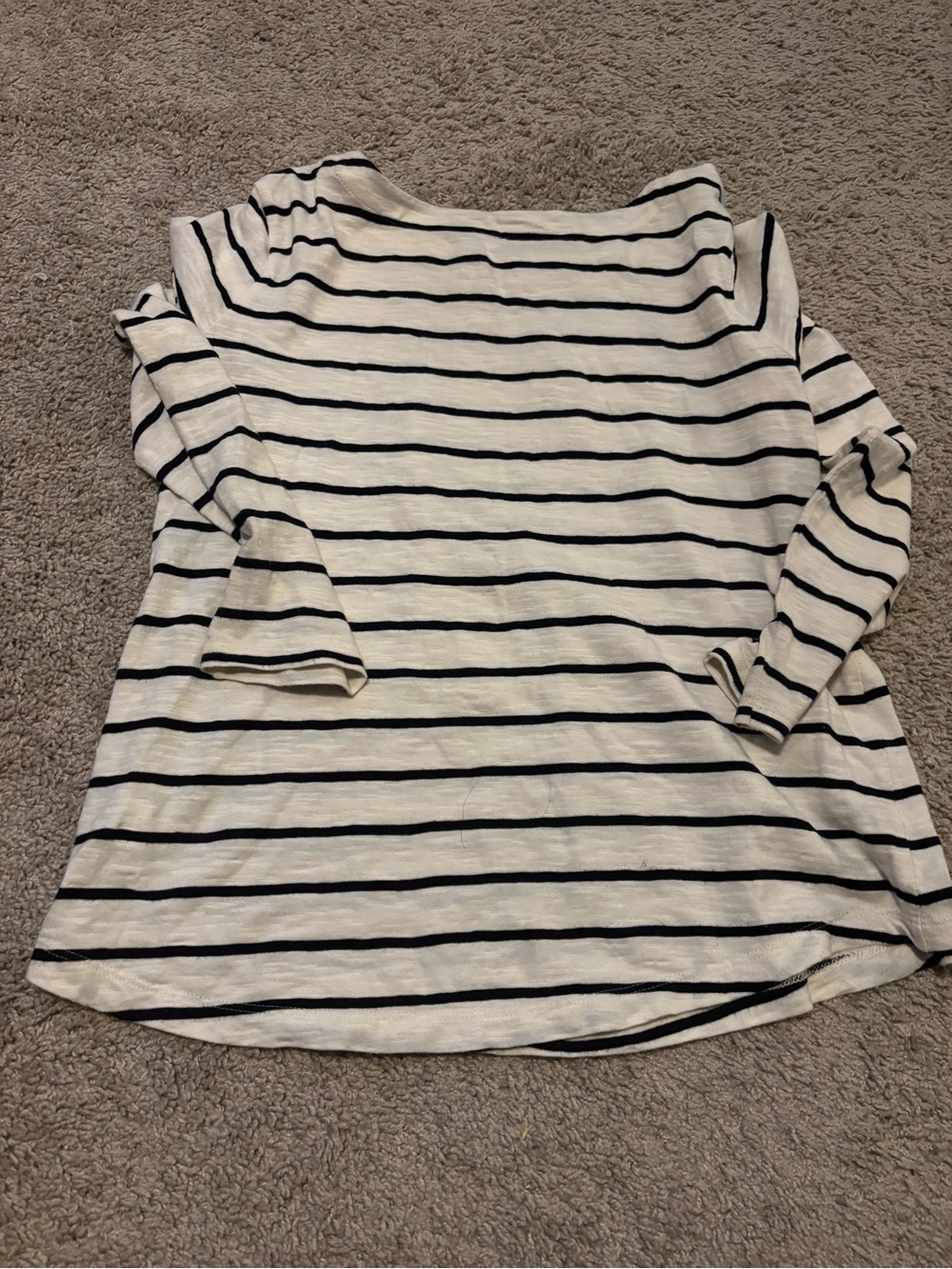 Talbots Cream and Black Striped Long-Sleeve Top with Sequin Fox - Picture 2 of 5